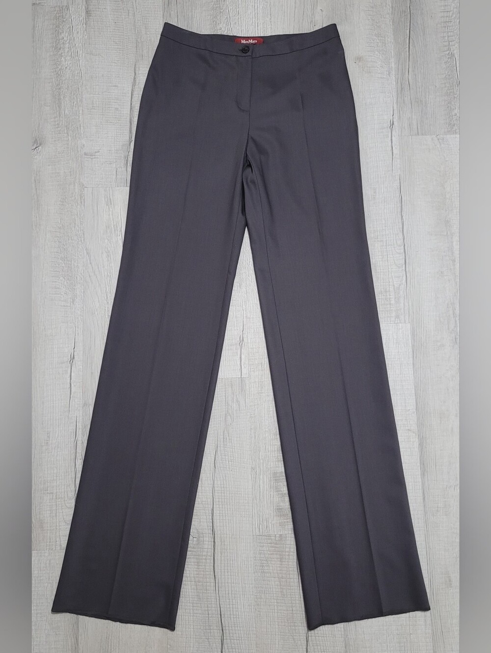 ​Max Mara Studio Grey Virgin Wool Dress Pants Trousers Unhemmed Size 12
